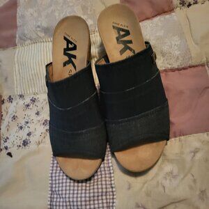 Anne Klein Sport Black, denim wedge (new without tag)